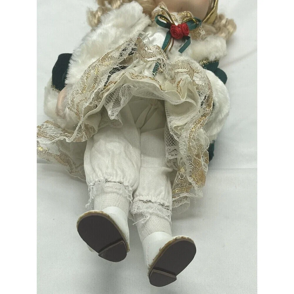 1990s Duck House Christmas Noel Porcelain Doll 14 Inch